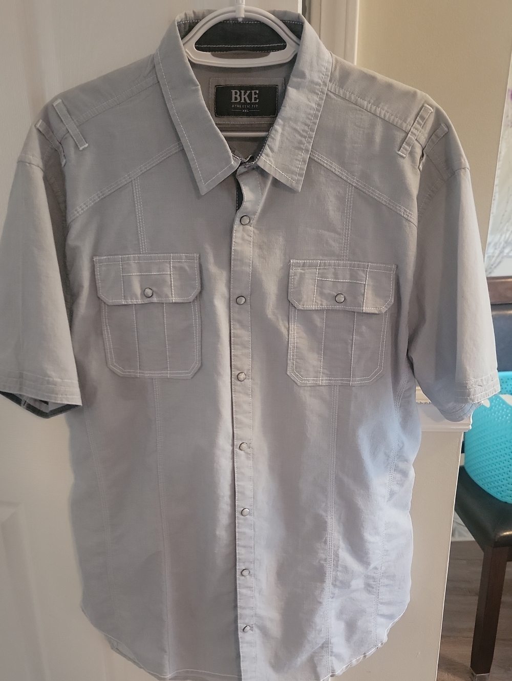BKE Men's Short-Sleeve Button-Down Shirt - Light Gray